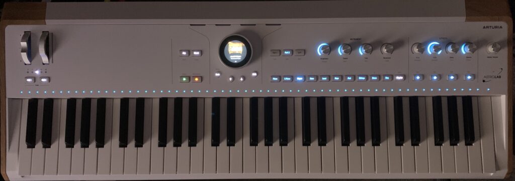 Arturia AstroLab only lit by my computer monitors.
