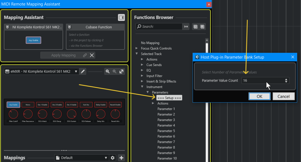 Cubase MIDI Remote Mapping Assistant - set number of Instrument Parameters