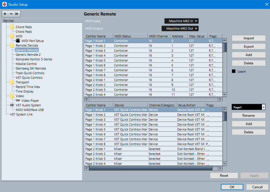 Cubase Generic Remote doesn’t Accept Change