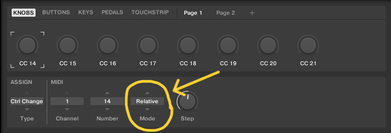Komplete Kontrol S series MK2 - Knobs in Mode: Relative